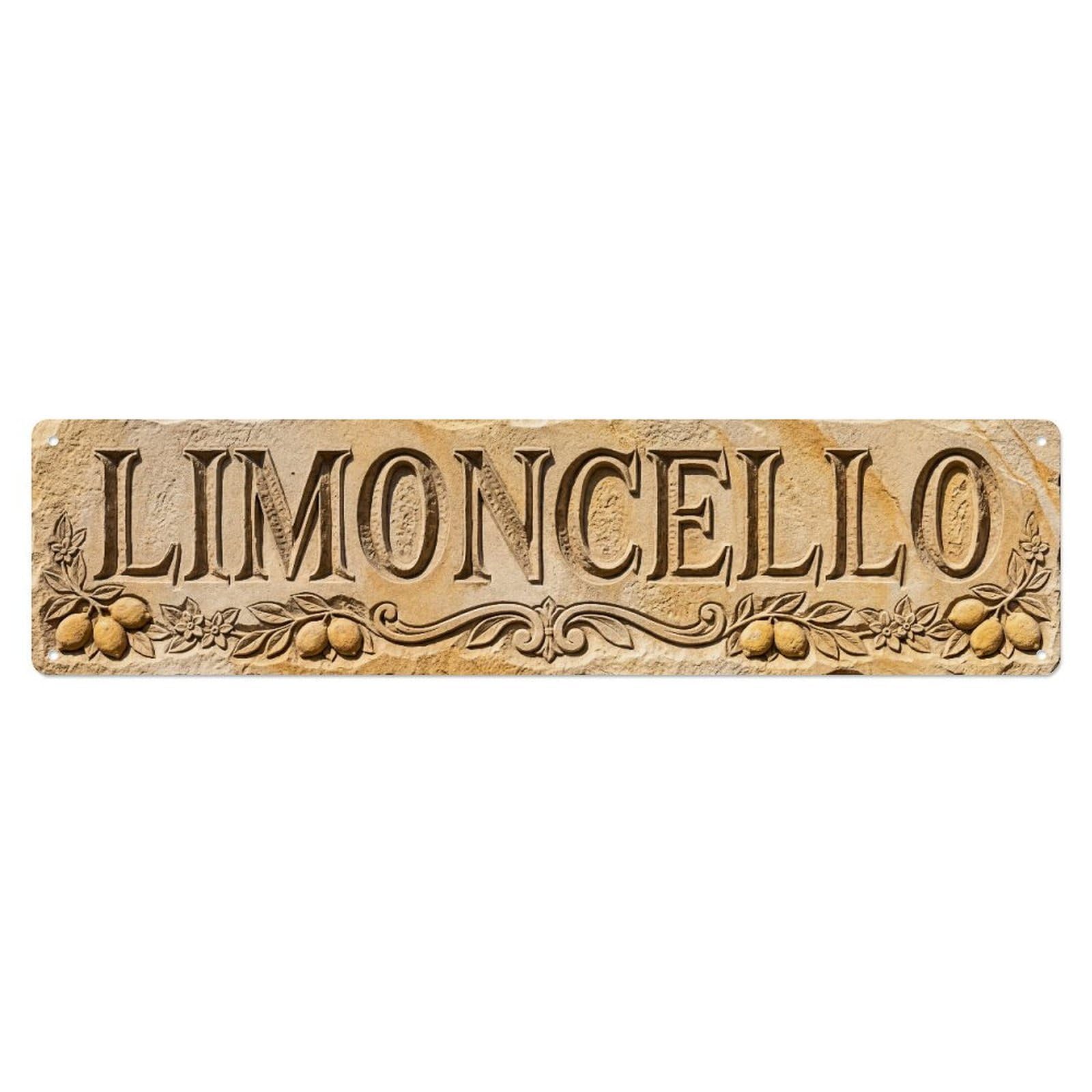Limoncello Handcrafted Stone Lemon Metal Tin Skinny Sign Plaque Wall Decor for Cafe, Club Bar, Office, Home Garden Metal Poster 4x16Inch