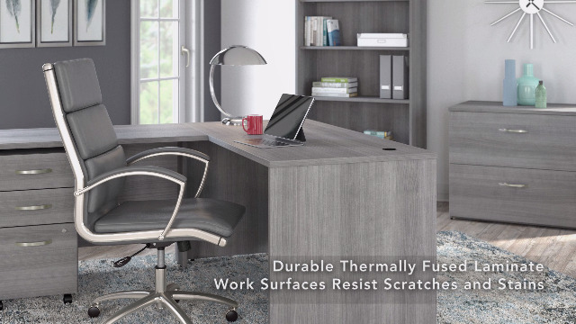 Bush Business Furniture Studio C 5 Shelf Bookcase with Doors in Storm Gray - Image 7