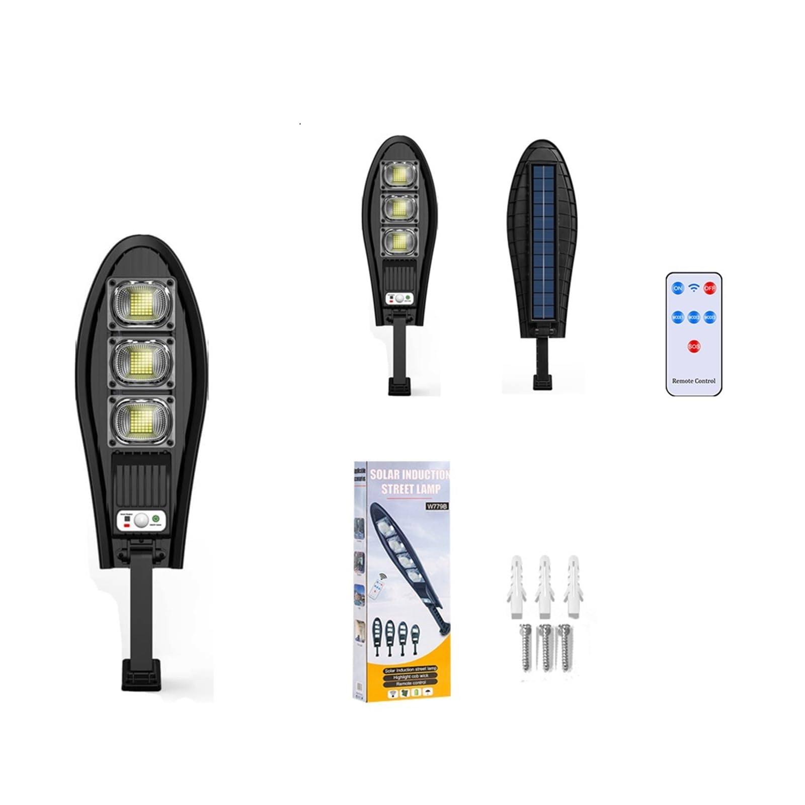 Zewnętrzna lampa solarna, 42/84/126/168 LED jasna zewnętrzna lampa solarna 20000W 1000000LM IP68 wodoodporne lampy uliczne czujnik ruchu ogród kinkiet(126 LED)