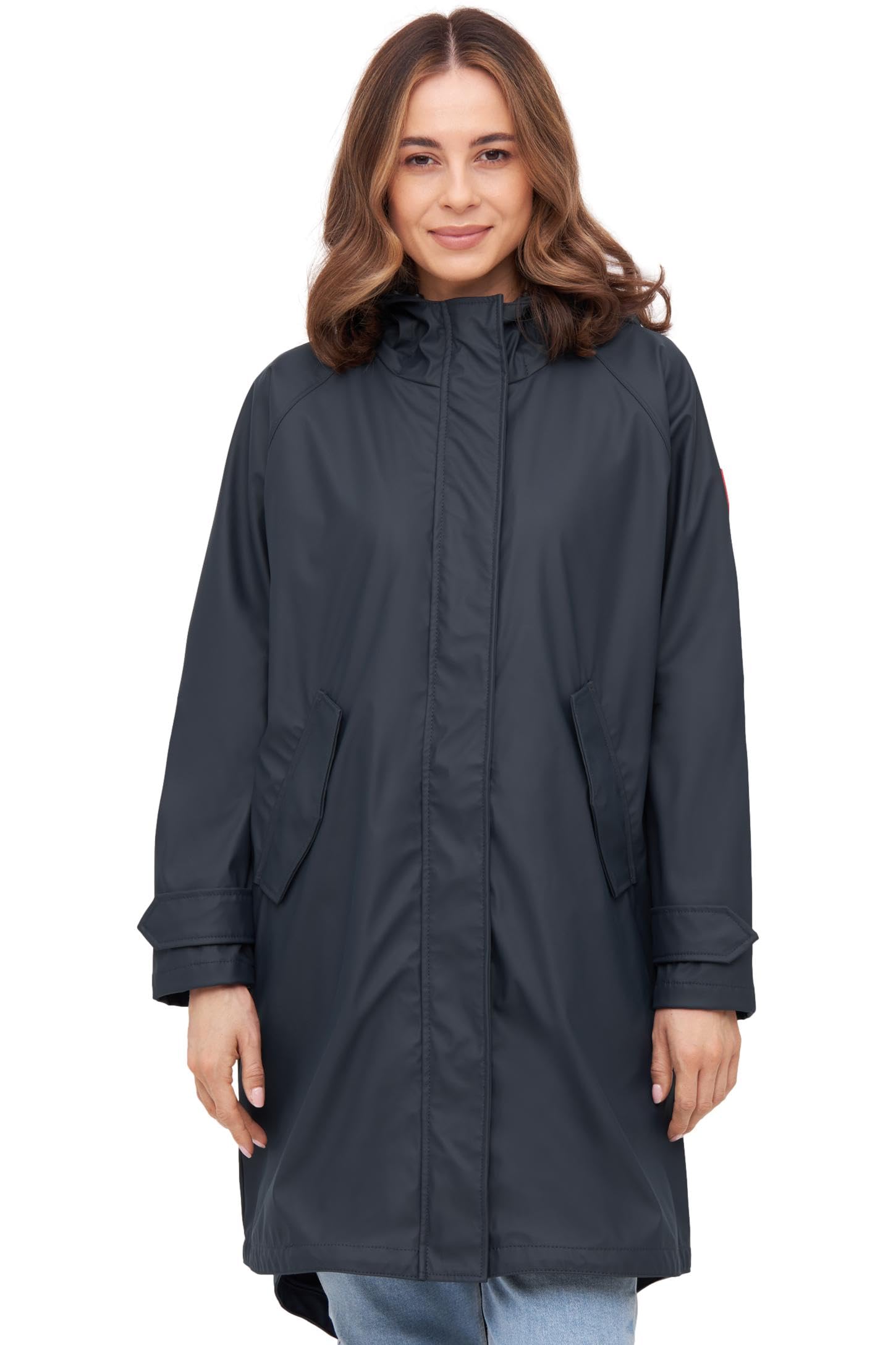 derbe Damen Regenjacke Traveby Plain - Blau 44 - Friesennerz | Frauen | Regenmantel | Mesh-Futter | Kurzmantel | Hamburg