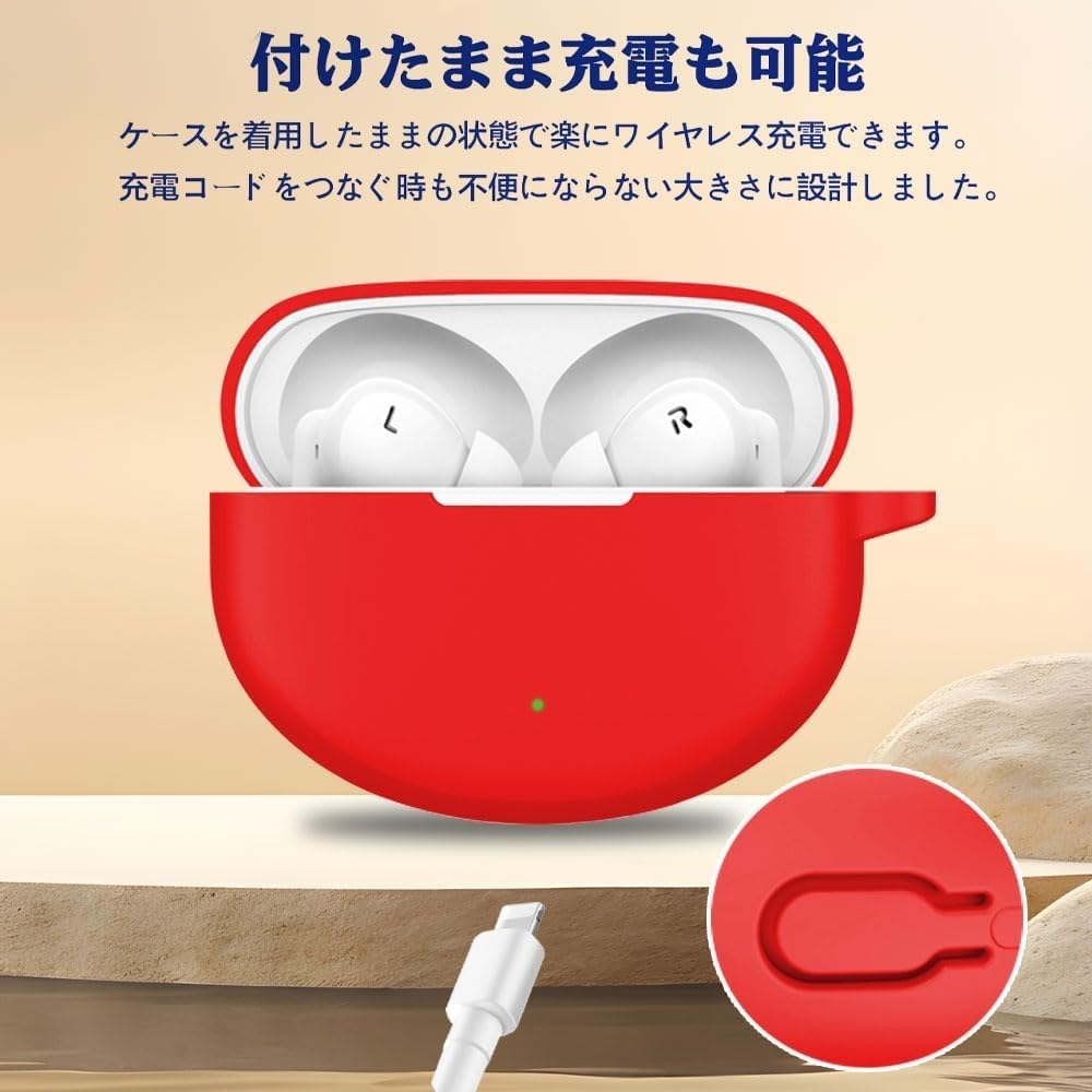 Dl3 Mobilak Compatible with Oppo Enco Air3 Pro Case Cover, Soft Silicone Shockproof Protective Case Wireless Earbuds with Carabiner, Front LED Visible (Red)