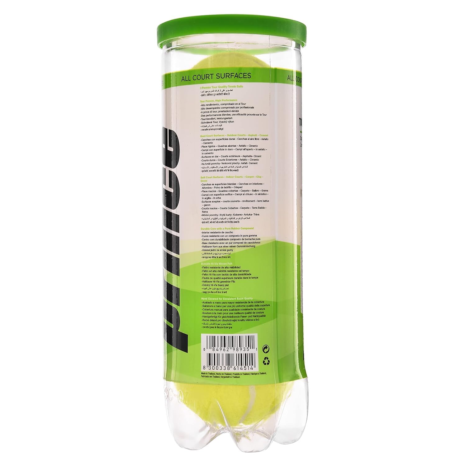 STAG GLOBAL Prince Tour Premier 3B Can Tennis Ball Pack of 3 (Yellow) - Suitable for Hard Court Surfaces, Outdoor,Asphalt,Cement Courts and Cricket 1