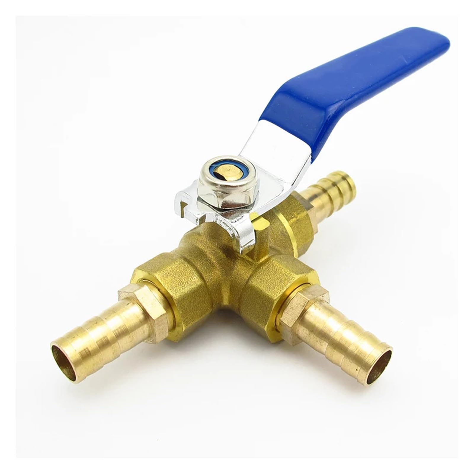 Conector de válvula de bola de latón de tres vías con puerto L de puerto completo | 4 6 8 10 12 13 14 16 19 20 25 32 mm Espiga for manguera for agua, aceite, aire y gas(32mm OD,L Port)