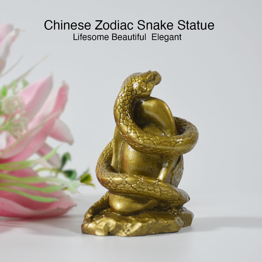 2025 Fengshui Chinese Zodiac Sign Snake Statue New Year Animal Figurines Products Resin Statues Table Art Home Decor Collectible Gift (Bronze) image 3