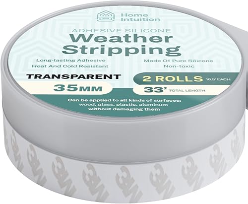 Miniatura 8 de Tira de sellado de silicona autoadhesiva de 33 pies para ventanas, puertas, puertas de ducha de vidrio, burlete de puerta corrediza, tapón de