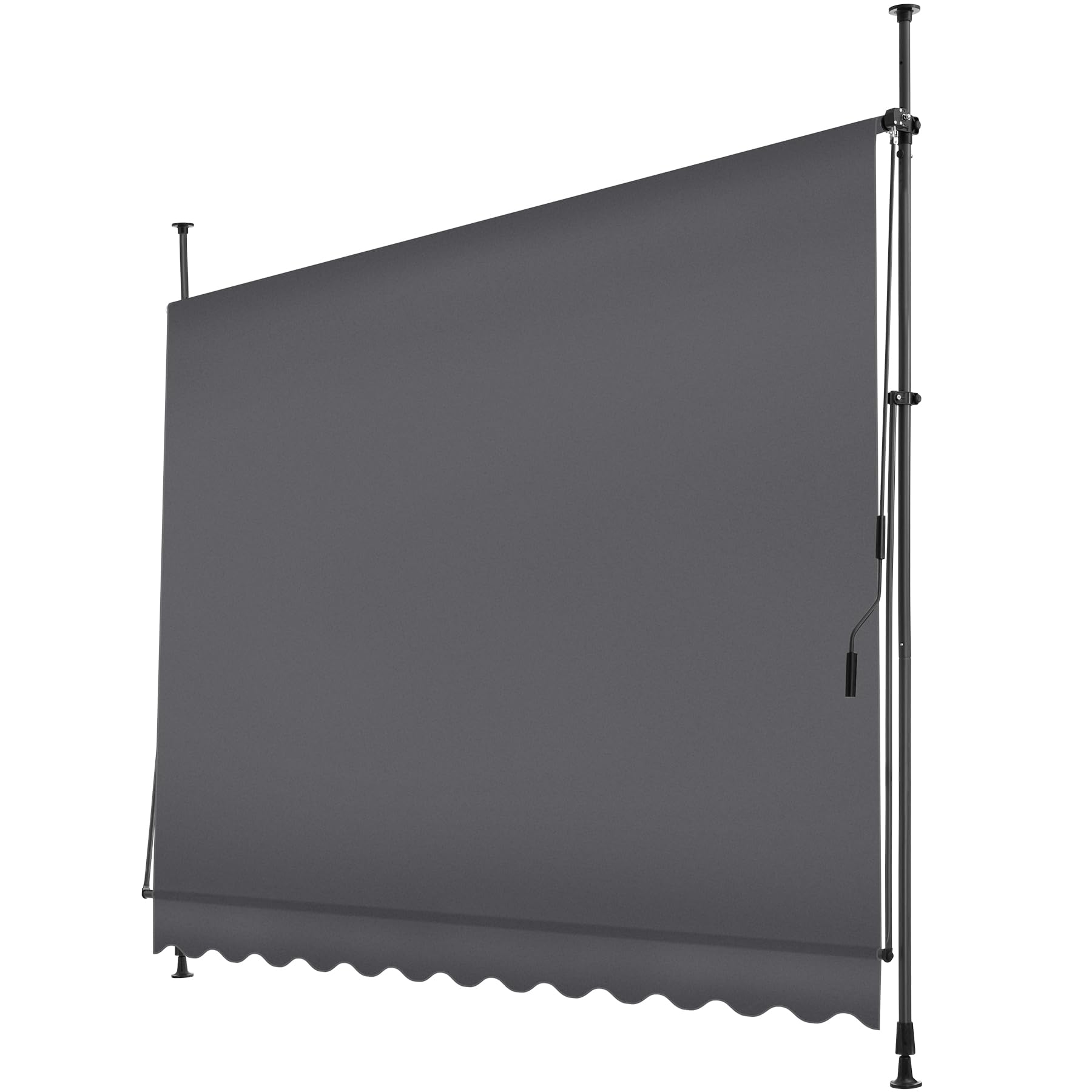 tectake® Tenda da Sole a Morsetto con Manovella, Altezza e Inclinazione Regolabile, Telo Impermeabile e Resistente ai Raggi UV, Ideale per Balcone e Terrazzo, 300x180cm - Nero/Grigio