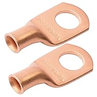 Vista 242 de SELTERM - 2 terminales de anillo resistentes para cable de batería, calibre 4 AWG, pernos de 3/8 pulgadas, terminales de calibre 4, ojales de cobre