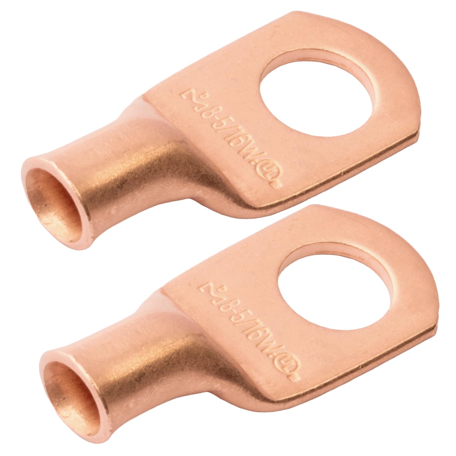 Selterm 8 AWG (10 mm²) - 7,9 mm (M8) ⌀ Bolzen UL-Hochleistungs Kabelschuhe mit Breiter Auflagefläche, Batterie Kabelhülsen, Ösen aus Unisoliertem Kupfer, Rohrförmiger Ringkabelschuh [B7] - 2 St.