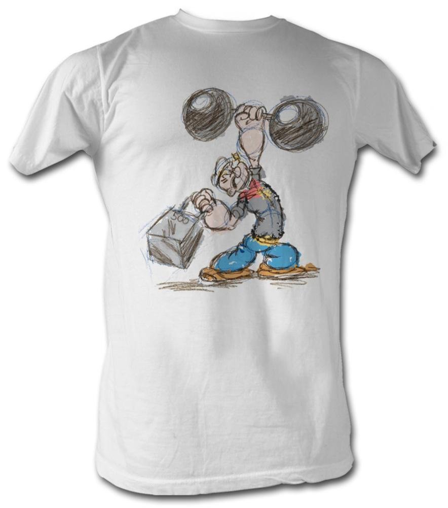 A&E Designs Popeye T Shirt – Pencil Sketch The Sailorman Adult White Tee Shirt