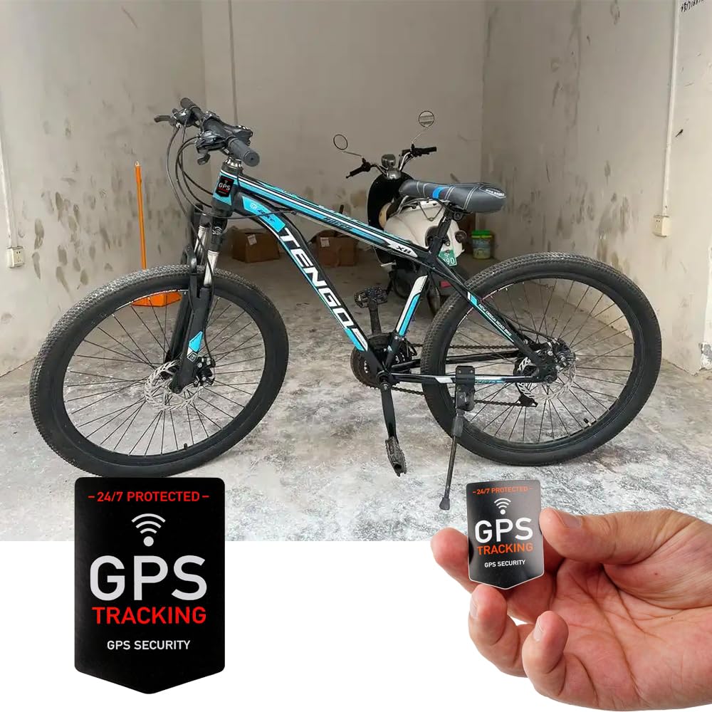 Naklejki zabezpieczające przed kradzieżą roweru, 5 sztuk, premium lokalizator GPS, naklejka ostrzegawcza, naklejka ostrzegawcza do użytku wewnątrz i na zewnątrz, do pojazdów rowerowych, samochodów