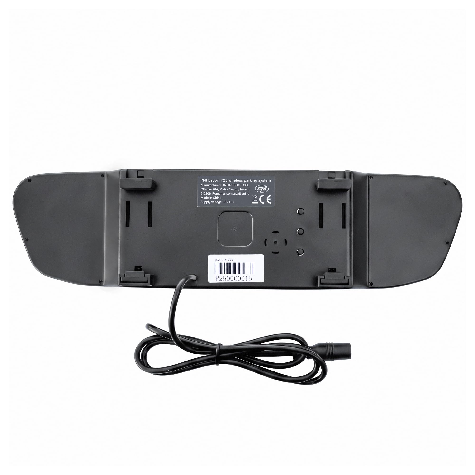 Système de stationnement sans Fil PNI Escort P25 avec écran LCD intégré de 4,3 Pouces dans Le rétroviseur et caméra de recul avec Support de Plaque d'immatriculation, résolution 480p et Angle de