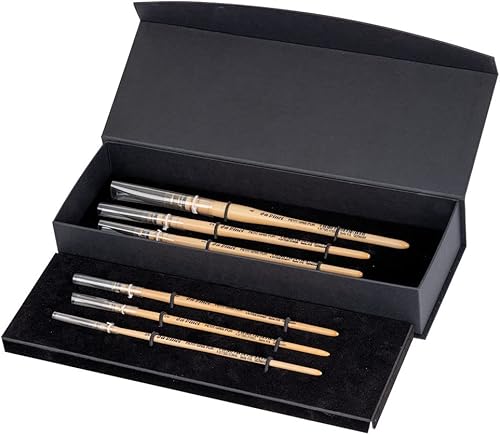 Miniatura 2 de da Vinci Serie Watercolor – Petit Gris Pur 6 pinceles Set de caja de regalo 4015 – Pluma tradicional – Serie 418 tamaños 3/0, 2/0, 0, 1, 2 y 4 –