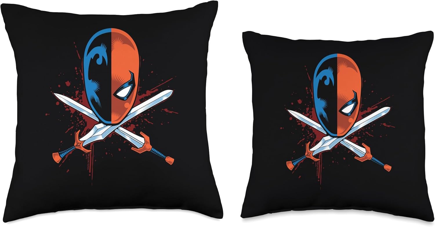 Batman Deathstroke Crossed Swords Throw Pillow