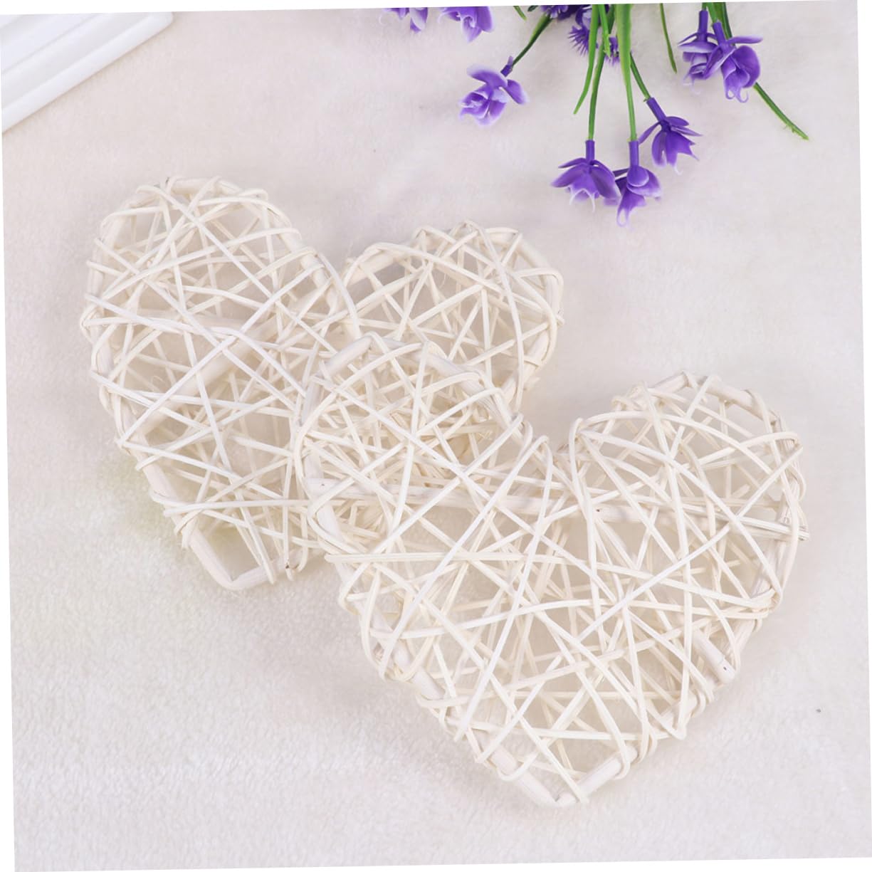 STOBAZA 30stücke Teiliges Rattan-Herz-Dekoration Für Hochzeiten Und Feste Weiße Weidenkugeln Als Bastelmaterial Für Kreative -projekte Und Stilvolle Tischdeko