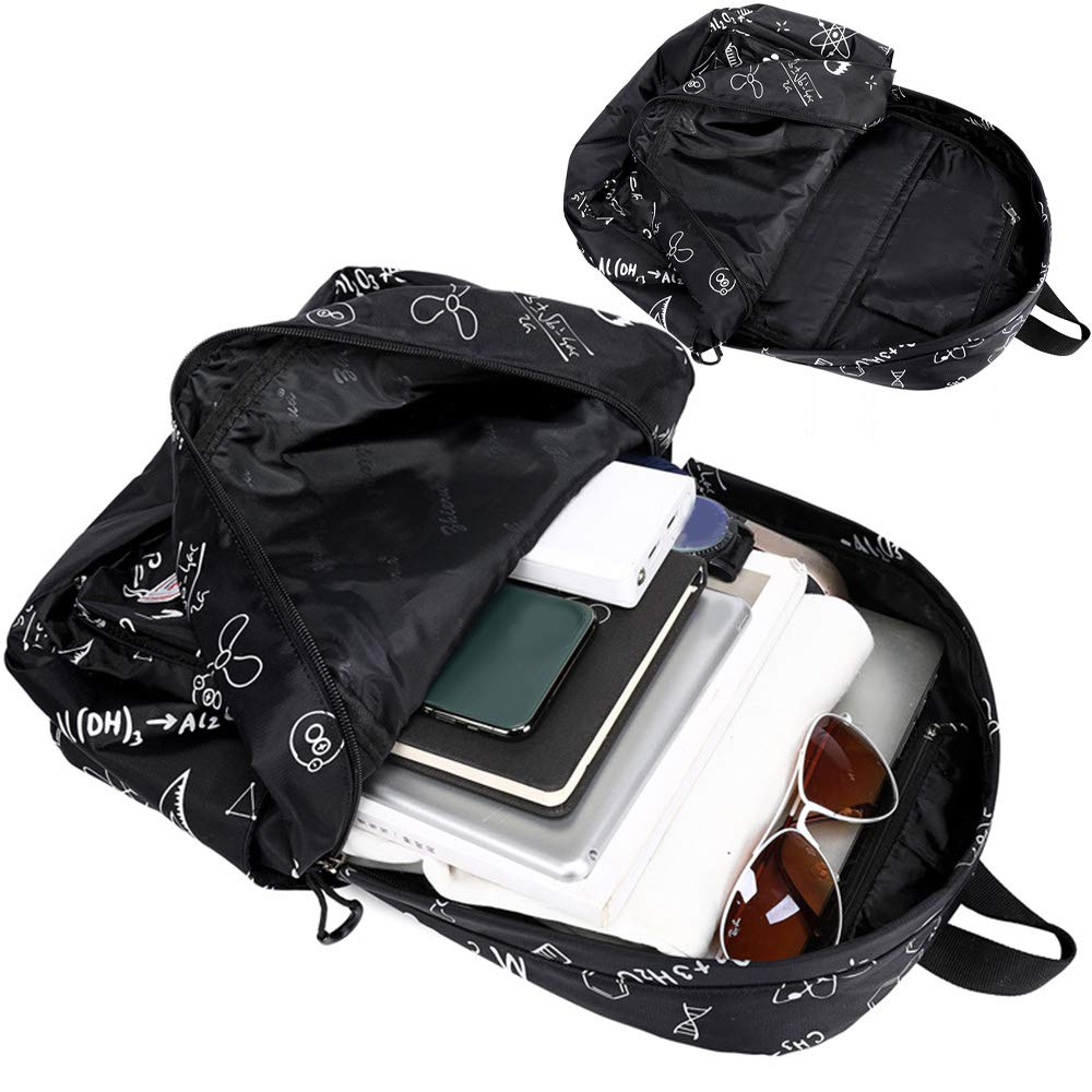 Mochila escolar Mochila para niñas Niños Adolescentes, primarios/secundarios/universitarios Estudiantes Satchel Book nylon impermeable Bolsa ligera para computadora portátil (black)