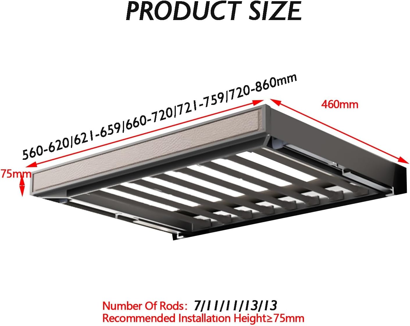 Retractable Pull-Out Pants Drawer & Wardrobe Basket, Ideal for Drying Clothes Above Washing Machine, Adjustable Size (660-720mm)