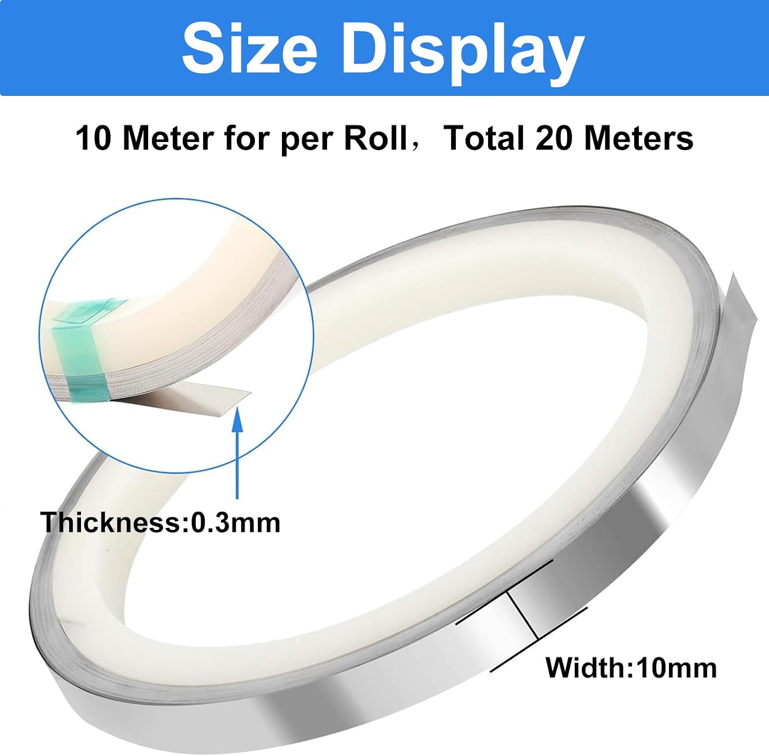 COYOUCO Nickel Strip for Battery Welding 18650, 2 Roll 10m/32.8ft 0.3x10mm Nickel Plated Strips Nickel Taps for Lithium Batteries Connector Battery Tab Cell Spot Welder