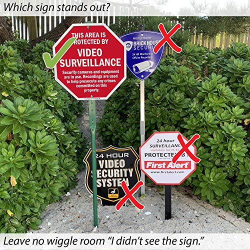 SmartSign "This Area Is Protected By Video Surveillance" LawnBoss® Sign | 10" x 10" Aluminum Sign With 3' Stake - Image 3