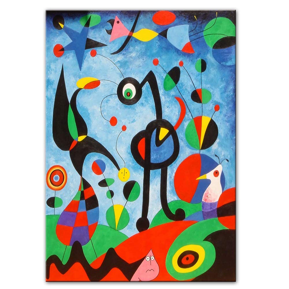 The Garden 1925 by Joan Miro Famous Abstract Canvas Painting Posters Prints Wall Art Picture,for Living Room Wall Decoration No Frame (Size : 60X90cm Unframed)