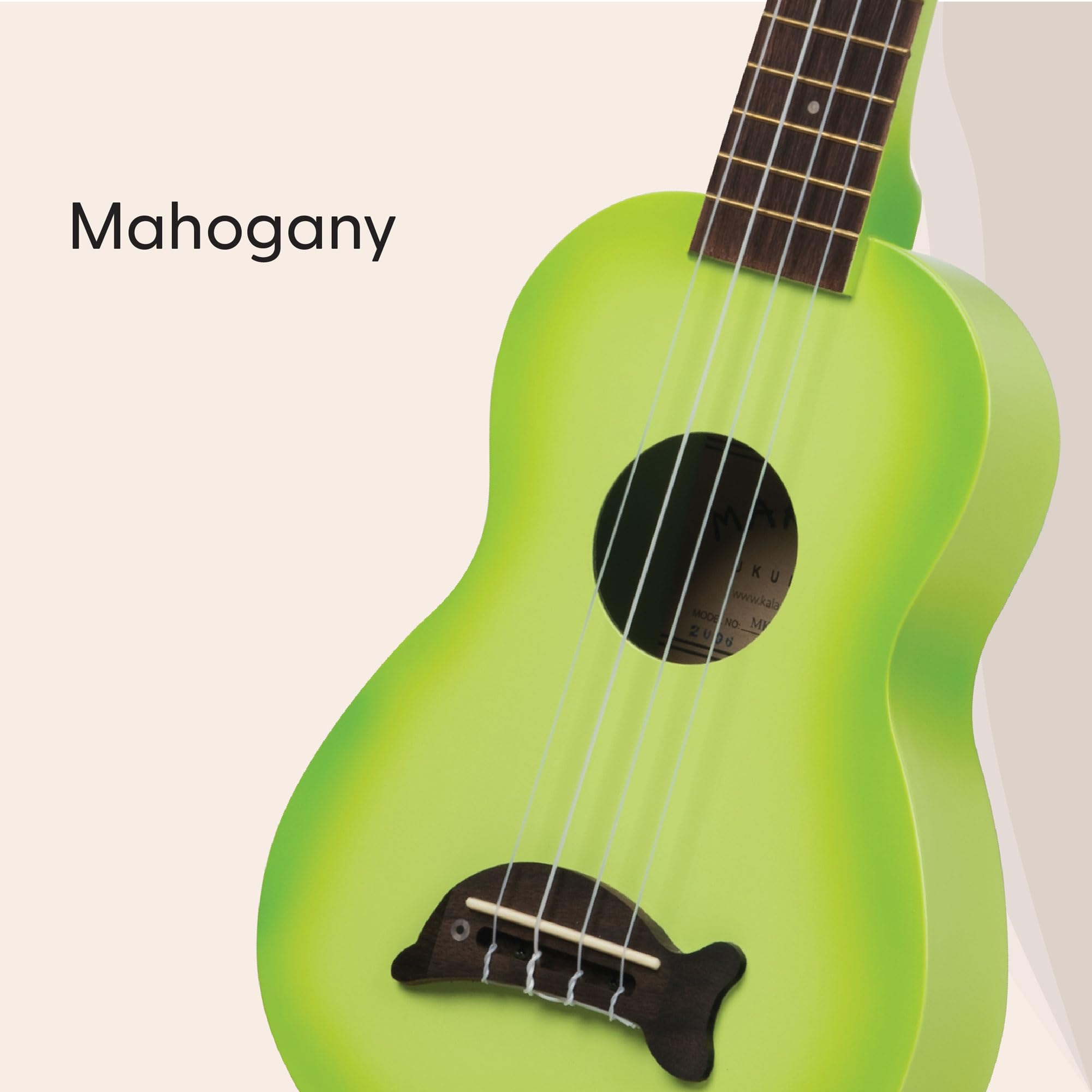 Kala Brand Music Co. Makala Dolphin, 4-String Ukulele, Green Burst, Soprano Vibrant Design, Aquila Strings, & Durable Build - Image 3