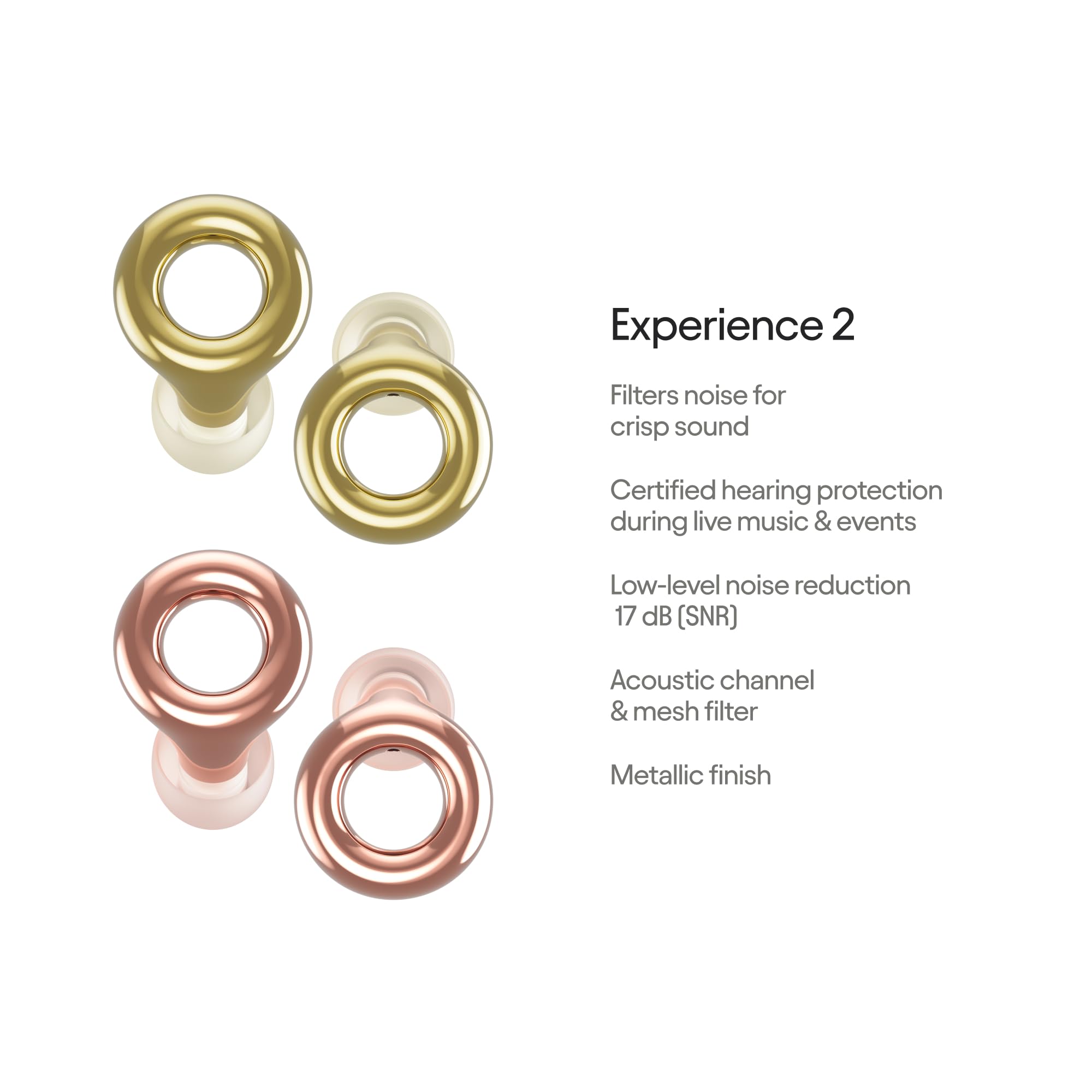 Loop Earplugs, coffret Experience Link – Lot de 2x Experience 2 + Link | Bouchons d’oreille réutilisables pour la sensibilité au bruit, les concerts, spectacles, festivals