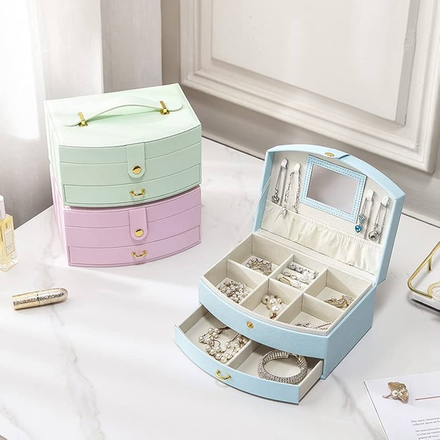 ダブルジュエリー収納ボックスイヤリングリングクリエイティブジュエリーボ> ジュエリーボックス ジュエリーケース アクセサリー収納 大容量
