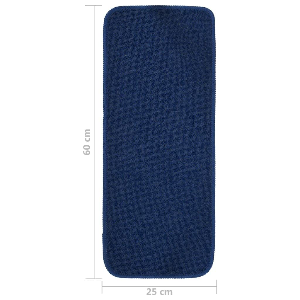 Antypoślizgowe maty na schody 15 szt. 60 x 25 cm granatowe prostokątne, wytrzymałe nakładki na schody z lateksowym oparciem na schodach drewnianych, można prać w pralce