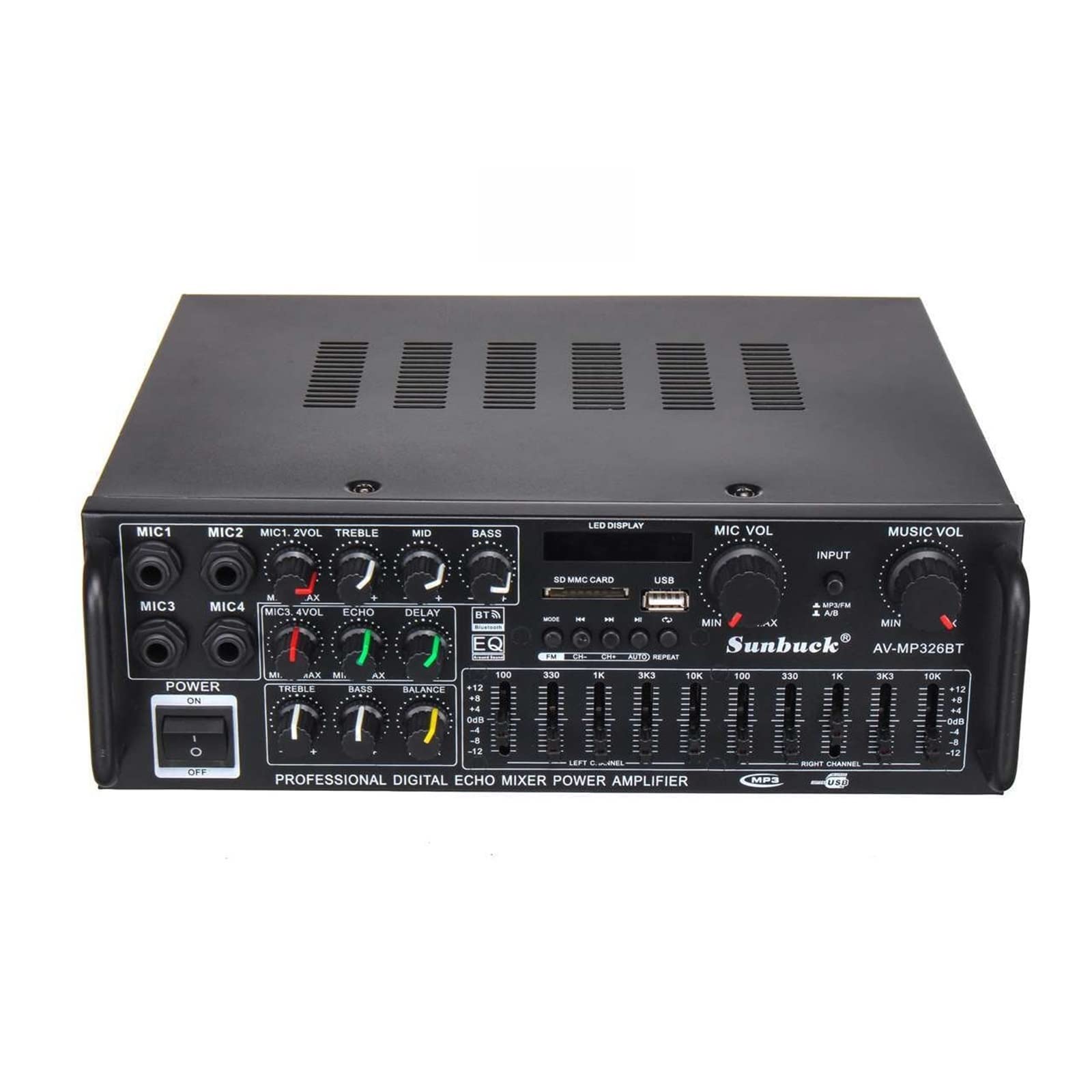 EDEDE Amplificador Audio, Amplificador de 2 Canales con, Amplificador HiFi, Reproductor de de Alto Rendimiento, Subwoofer, Amplificador de USB SD Power, para el hogar o tu Coche