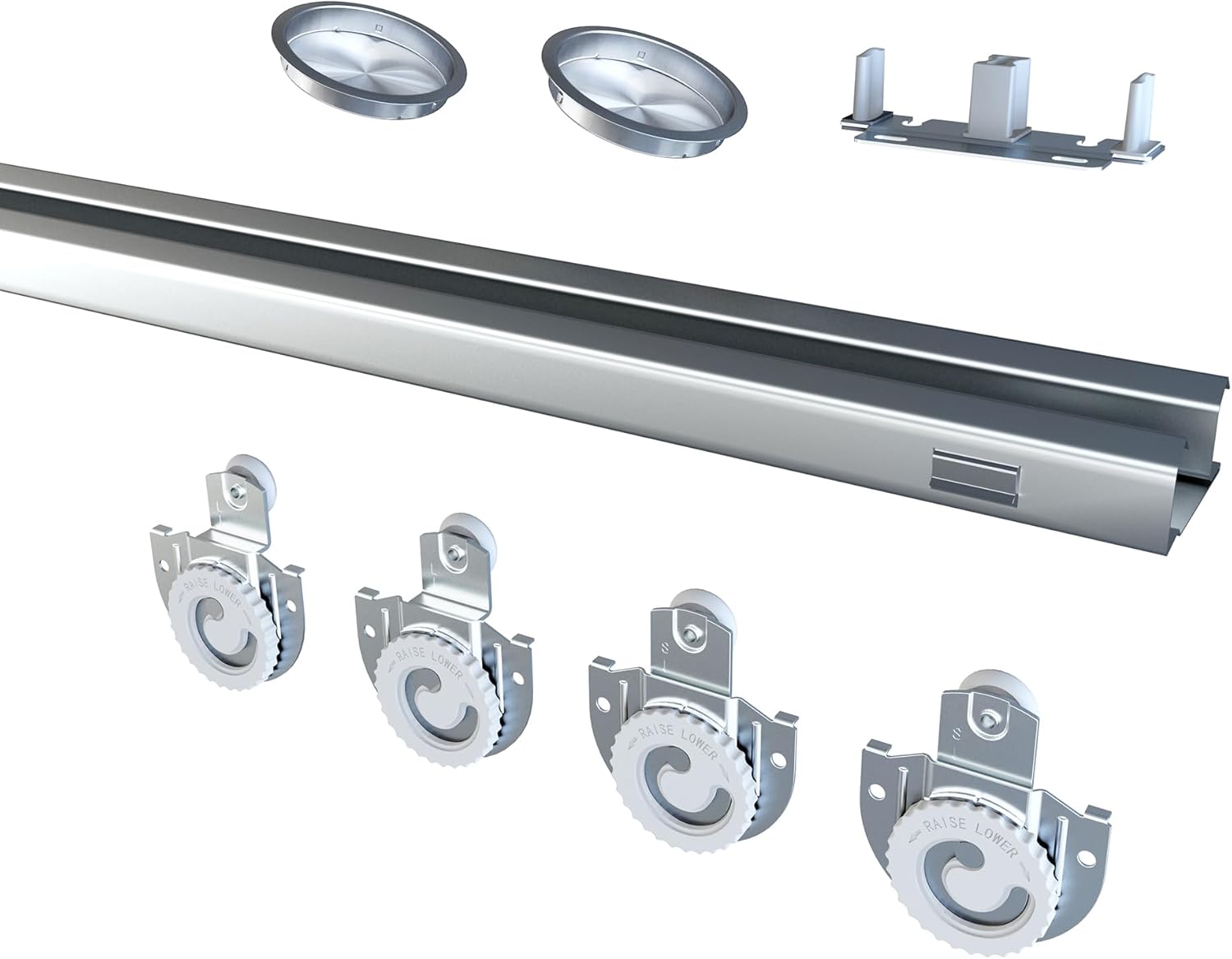 Bypass Sliding Door Track Hardware 48, Wardrobe Closet Door Steel Track Set, Easy to Install,Smoothly and Quietly, for 2 Door System