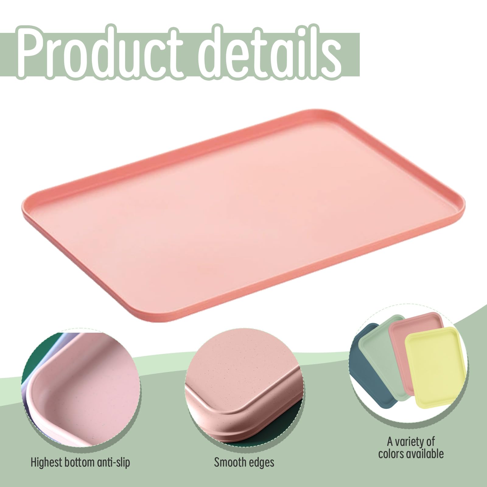 Bandejas de servir de plástico rectangulares de 4 unidades, 12,2 x 8,86 pulgadas, bandejas reutilizables para cocina, cafetería y restaurante