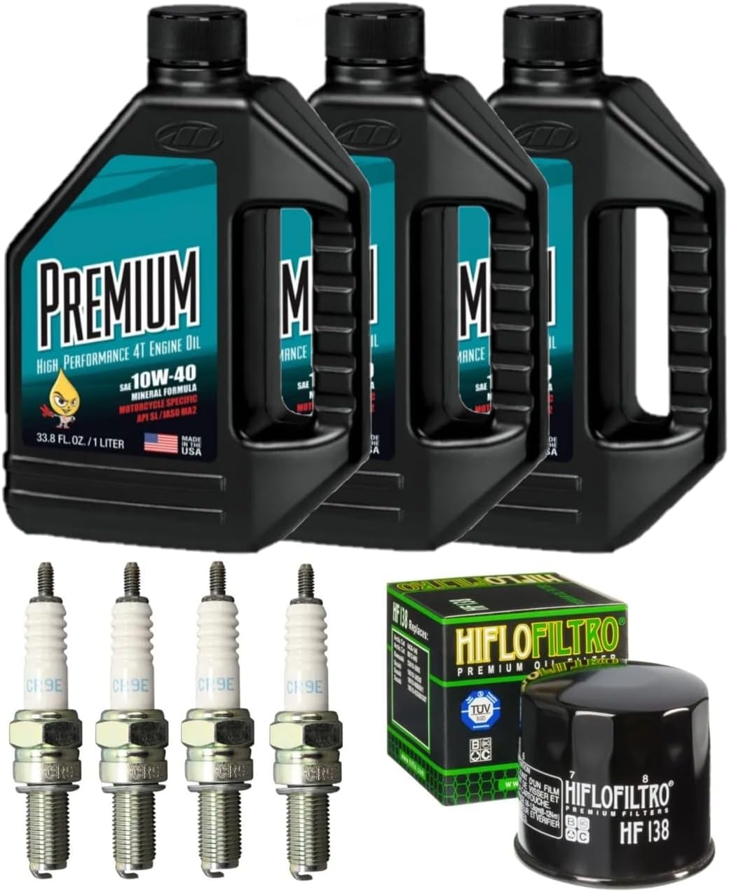 Premium Oil Change Kit W/Spark Plugs Compatible With Suzuki GSXR600 GSX-R 600