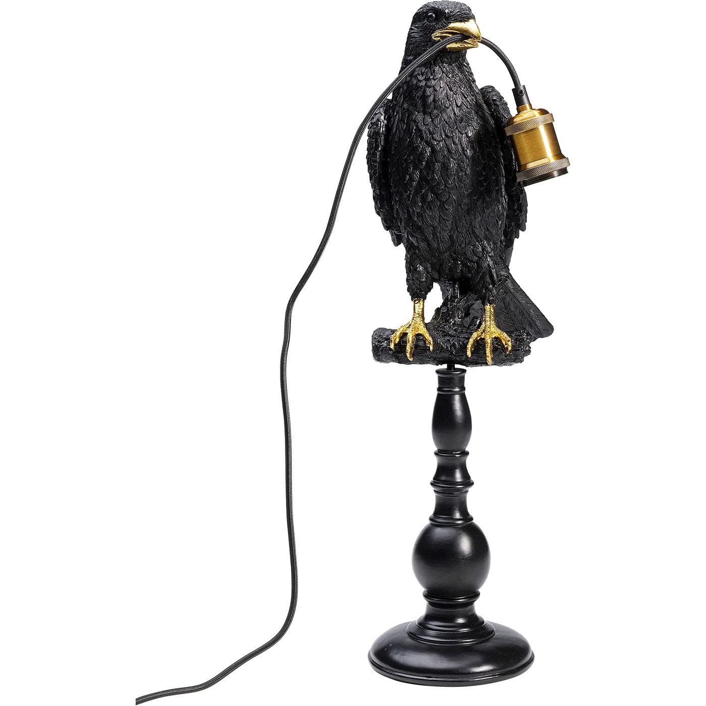 Kare Design Lampada da tavolo Animal Crow, nero, corvo seduto, decorazione soggiorno, console, scaffale, simbolo saggezza, 34x14x31cm (A/L/P), lampadina non inclusa