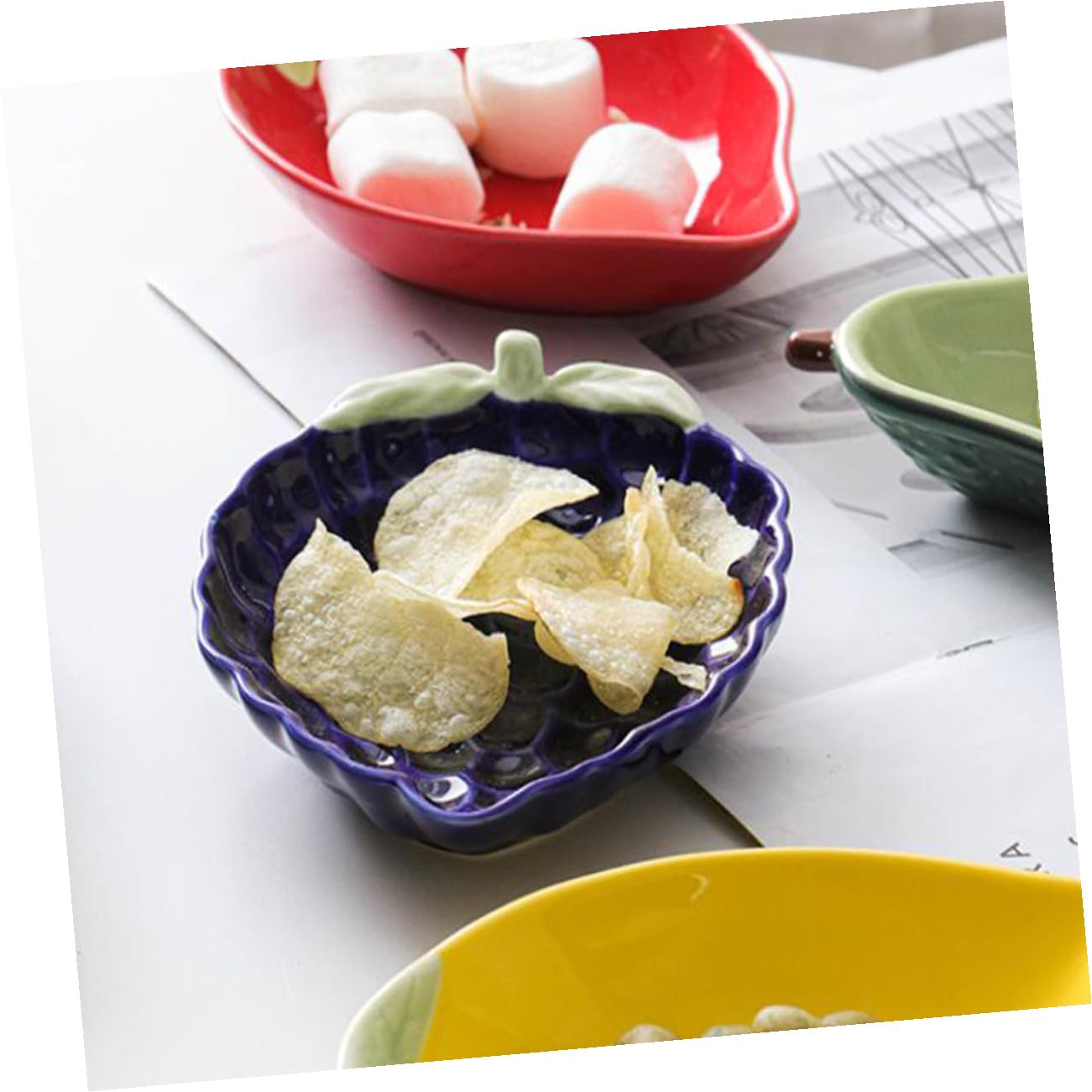 Ciieeo Trockenfrüchteteller aus Keramik 3 Stück Snackschalen für Trockenfrüchte Obst und Snacks Multifunktional und Praktisch für Hochzeiten und Familienfeiern Zufällige Farbe