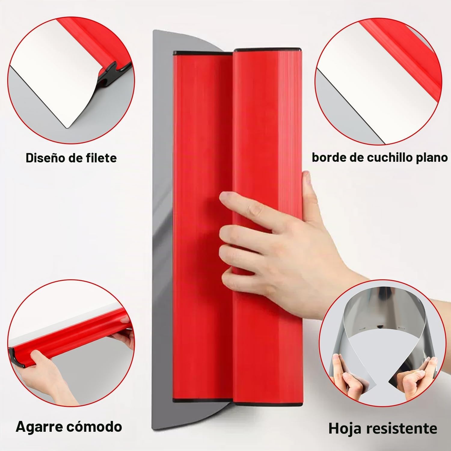Espátula de superficie profesional 40 cm + 25 cm de acero inoxidable con hoja intercambiable (0,3 mm) - Herramienta de masilla para paredes y techos - Herramienta de enlucido, espátula de alisado