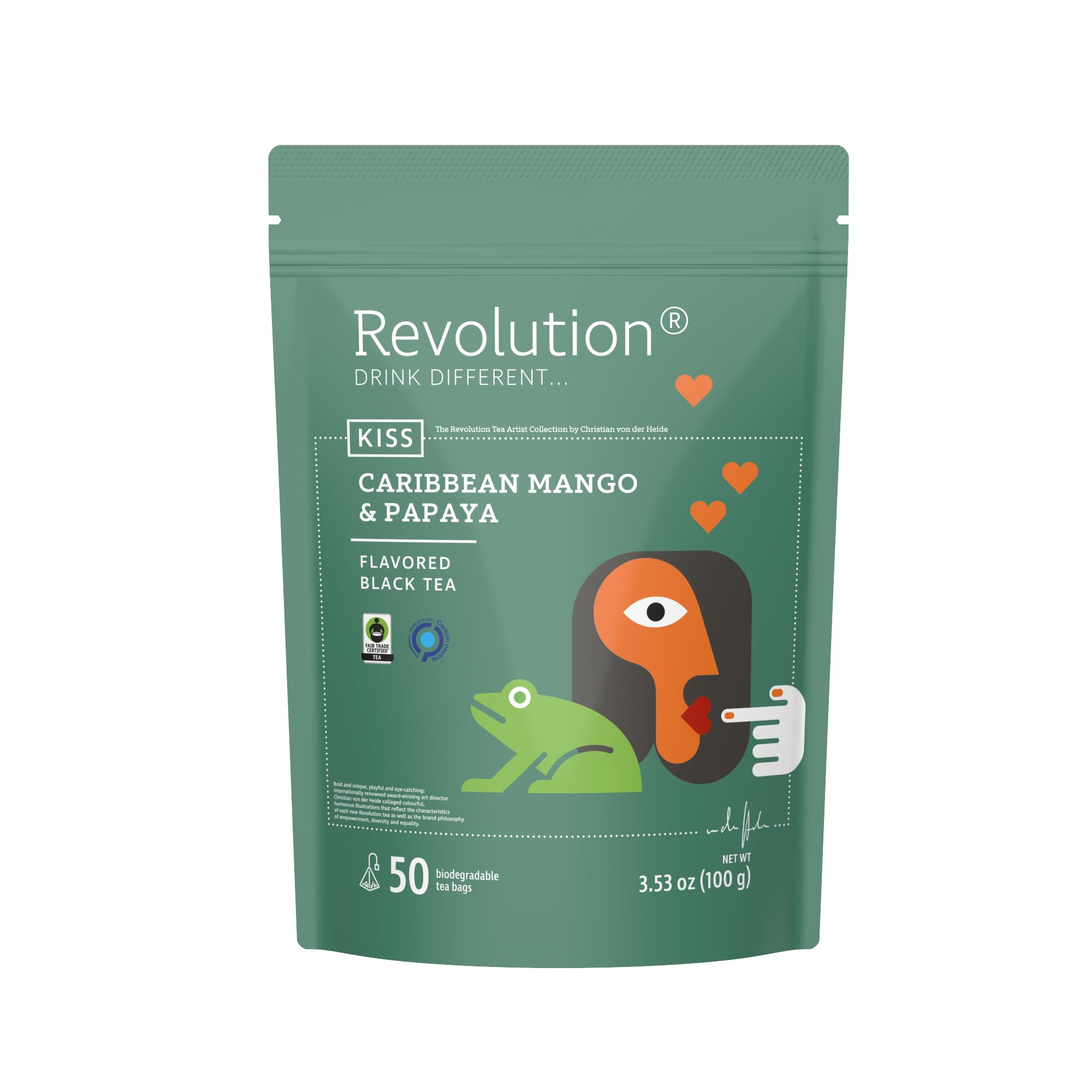REVOLUTION TEA® Tropical Black Tea [THE ORIGINAL] – Caribbean Mango & Papaya – Premium Full Leaf Tea – Biodegradable Infuser Tea Bags – Flavored Black Tea – 50 Bags