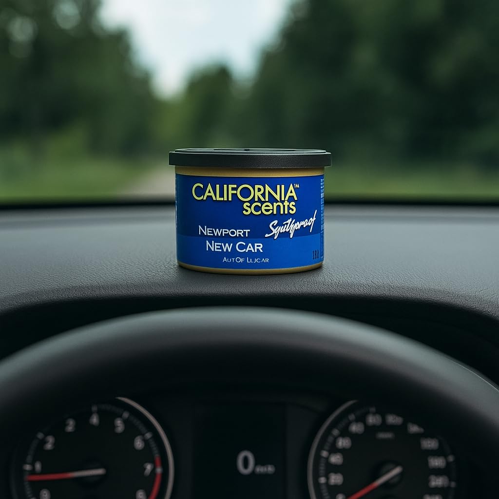 AutoFullCar – California Scents Ambientador de Coche Aroma “Coche Nuevo” – Fragancia Duradera (hasta 30 Días) – Intensidad Regulable – Formato Lata 42 g – Aroma Fresco y Premium (2 UNIDADES)