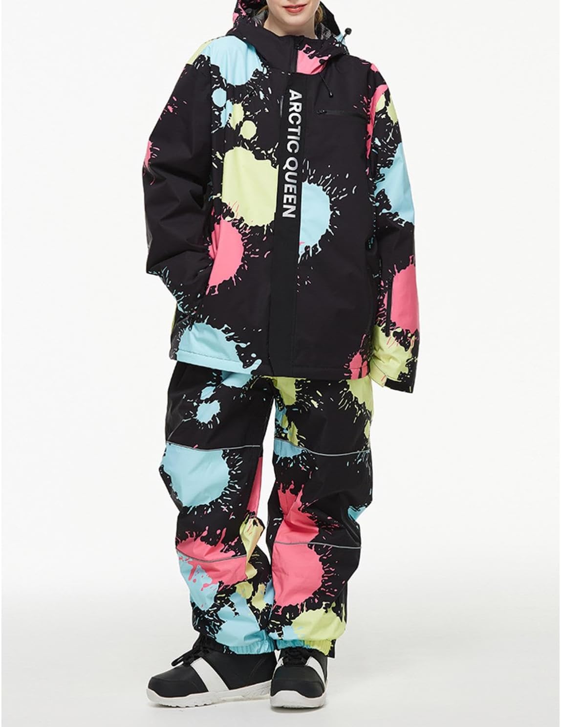 Unisex Women Oversize Ski Jacket and Pants Waterproof Windproof Snowsuit Snowboarding Coat Insulated Warm Winter