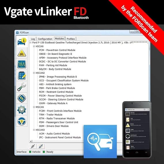 Vgate OBDII Bluetooth, vLinker FD OBD Scanner OBD2 Diagnostic Tool Check Engine Light for Android & Windows (Bluetooth 3.0)