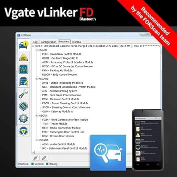 Vgate OBDII Bluetooth, vLinker FD OBD Scanner OBD2 Diagnostic Tool Check Engine Light for Android & Windows (Bluetooth 3.0)