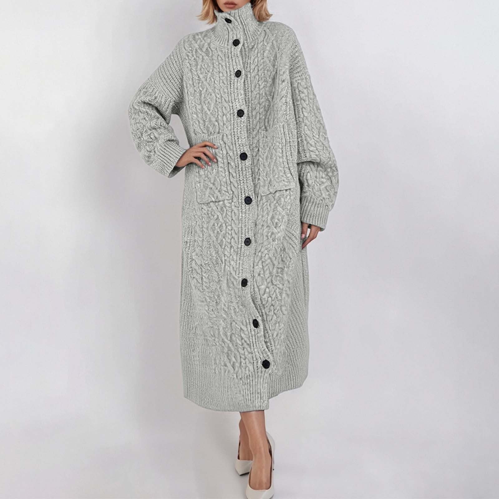 Cardigan Femme Grosse Maille, Gilet en Laine Femme,Cardigan Long Ouvert sur Le Devant Manteau Ample en Tricot Tunique DéContractéE Grande Taille VêTements D'ExtéRieur Coupe Ample éPais Mode Hiver