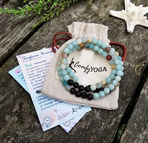 Comfy Yoga - Essential Oil Bracelet - Aromatherapy Bracelet - Lava Stone Bracelet or Necklace - Handmade Yoga Jewelry - Oil Diffuser Wrap Bracelet - Gift for Women3