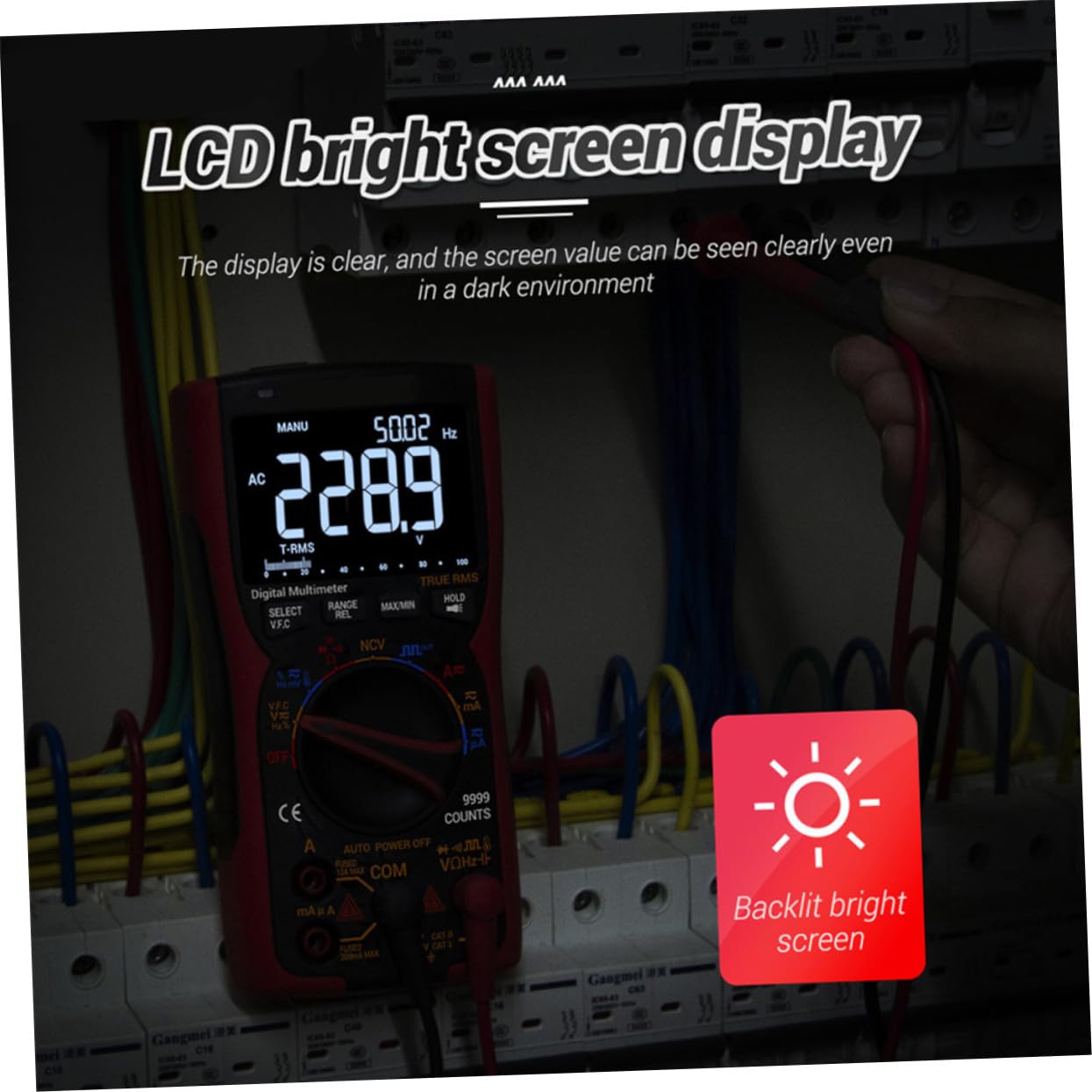 Lurrose Portable Digital Multimeter with Smart Measuring Instrument Voltage Display Screen Full Range Overload Protection Lightweight Electronic Test Device Without Battery for Electrical