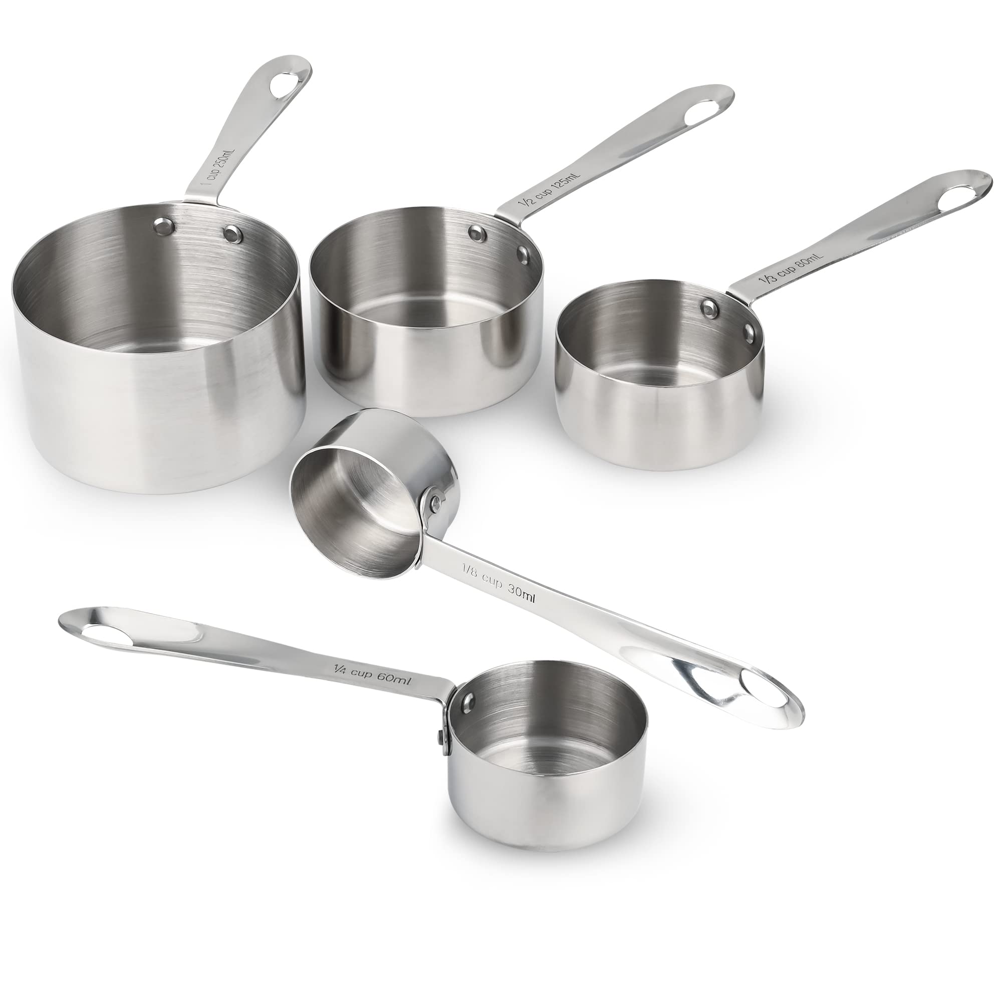Lot de 5 tasses à mesurer en acier inoxydable - Cuillères à mesurer - Résistantes