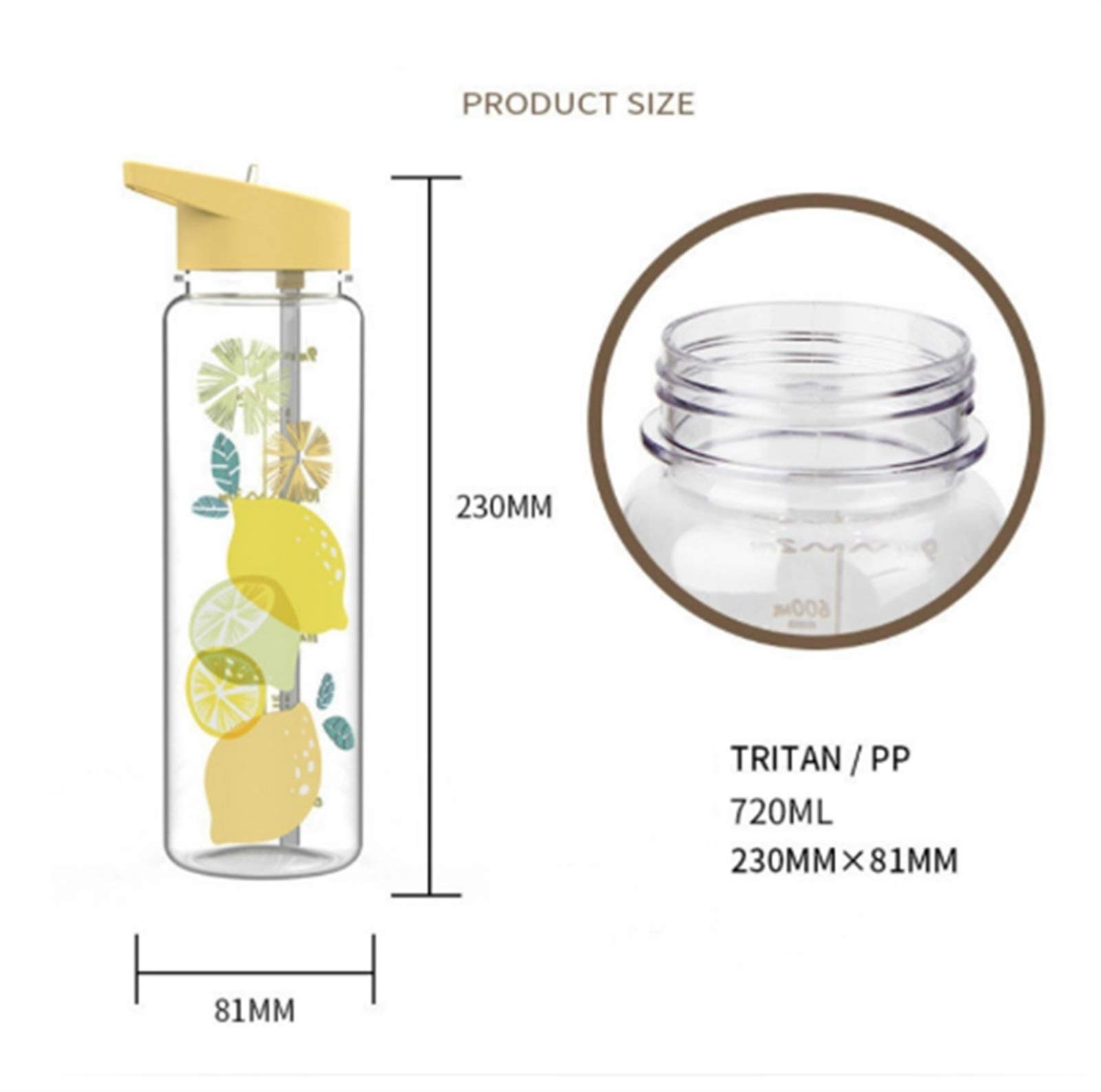 Botella de agua plástica linda del unicornio de la historieta 720ML para la botella de la botella de la paja de los deportes de la muchacha de los niños Botella de agua plástica portátil al aire libre