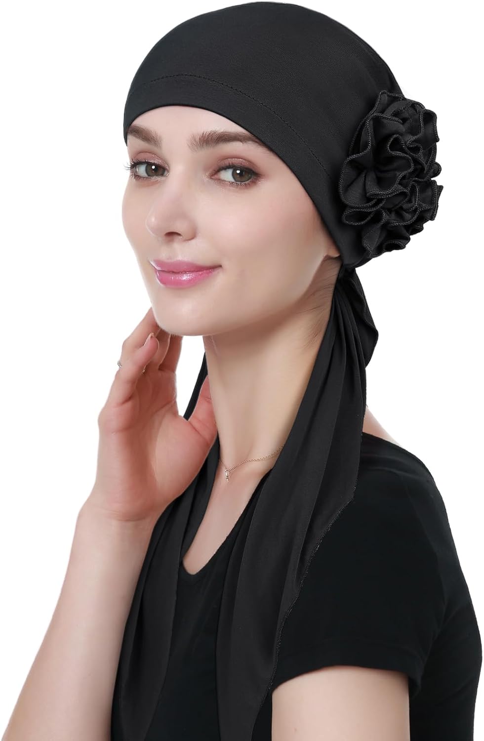 Pretied Head Scarves for Women Featuring Long Tail Finish Made of Stretchy Viscose