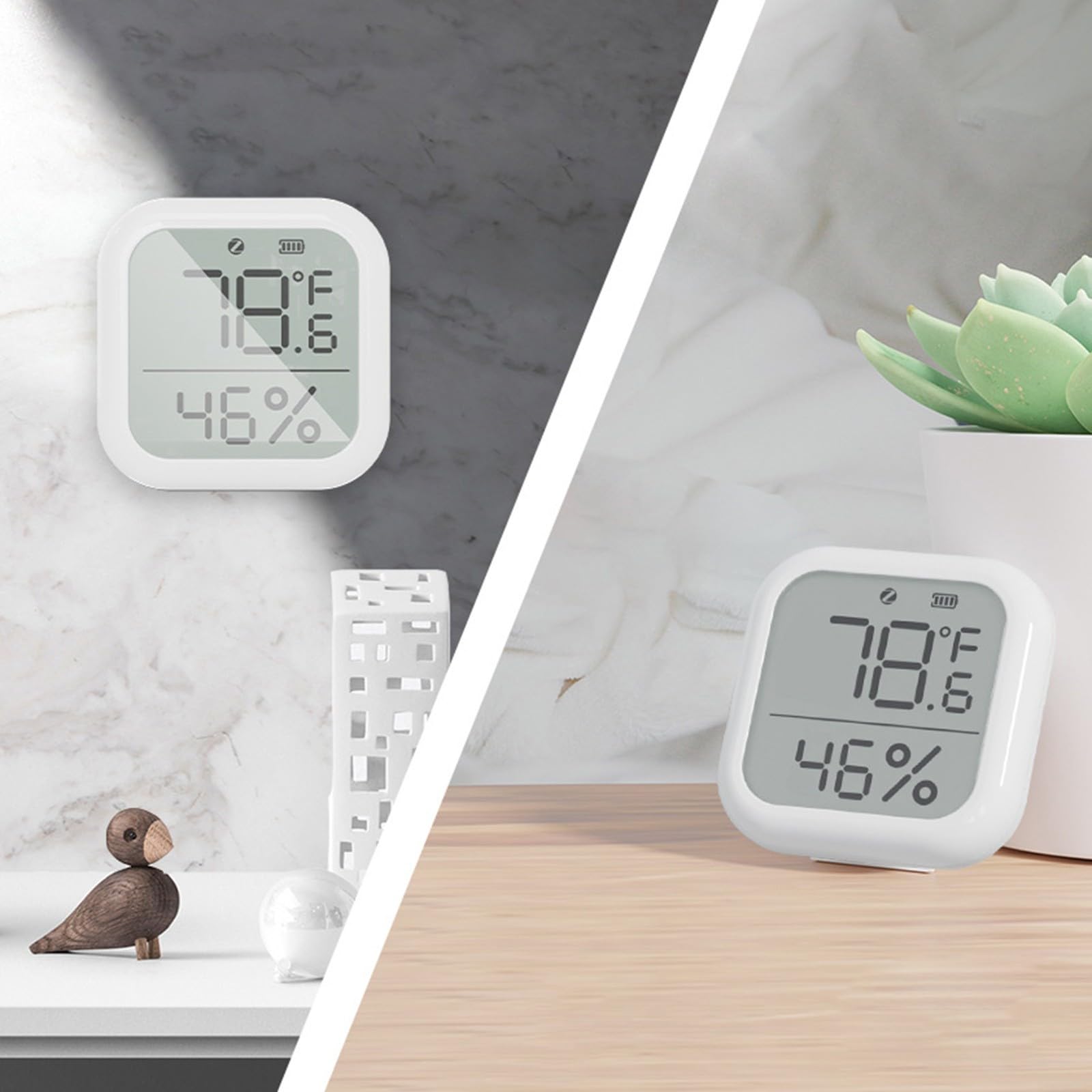 Monitor temperatury i wilgotności Cyfrowy termometr pokojowy Higrometr wewnętrzny, kwadratowy Mini Inteligentny miernik temperatury i wilgotności Kontrola aplikacji dla powietrza w biurze domowym, zwi