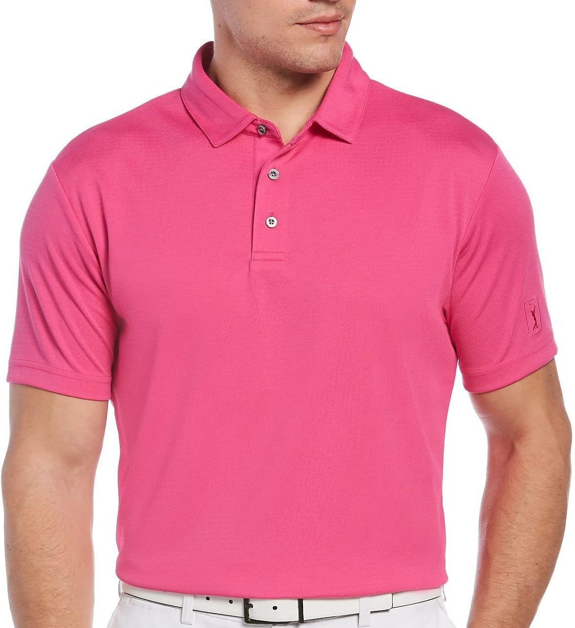 PGA TOUR Mens Airflux Max Solid Short Sleeve Golf Polo Shirt