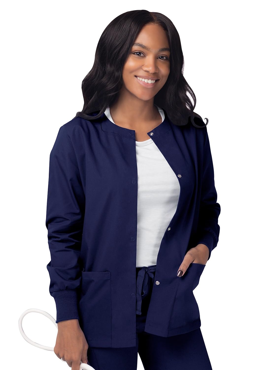 Sivvan Women's Scrubs Warm-Up Jacket/Front Snaps - Round Neck