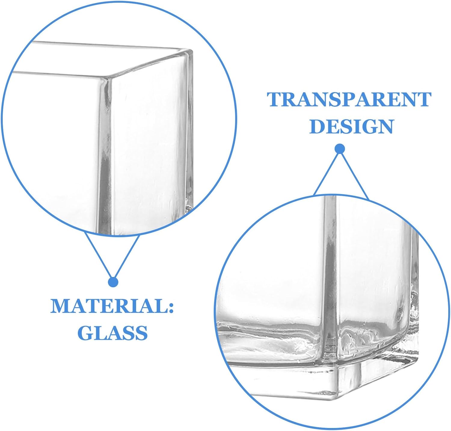 Glass Hydroponic Cube Vase Modern Thick Square Flower Planter for Home Office Decor for Floral Arrangements and Plant Display
