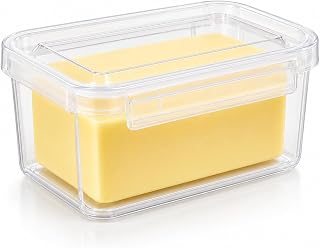 Airtight Butter Dish with Lid, Sealed Butter Storage Keeper Container, Large Butters Dispenser Holder for for Countertop kitchen decor and accessories,Clear Fridge Storage Box